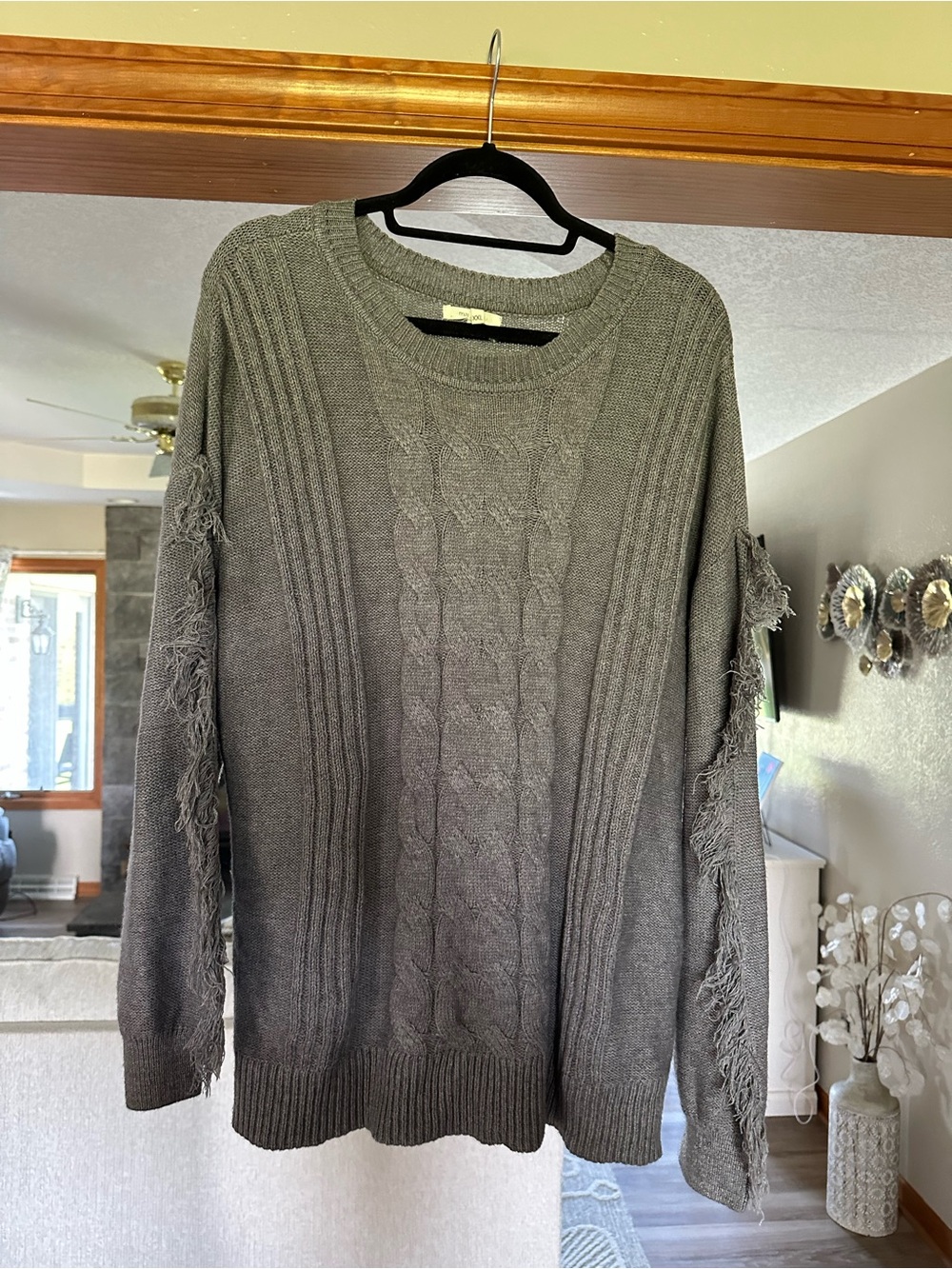 Maurices Gray Crewneck Cable Knit Sweater
